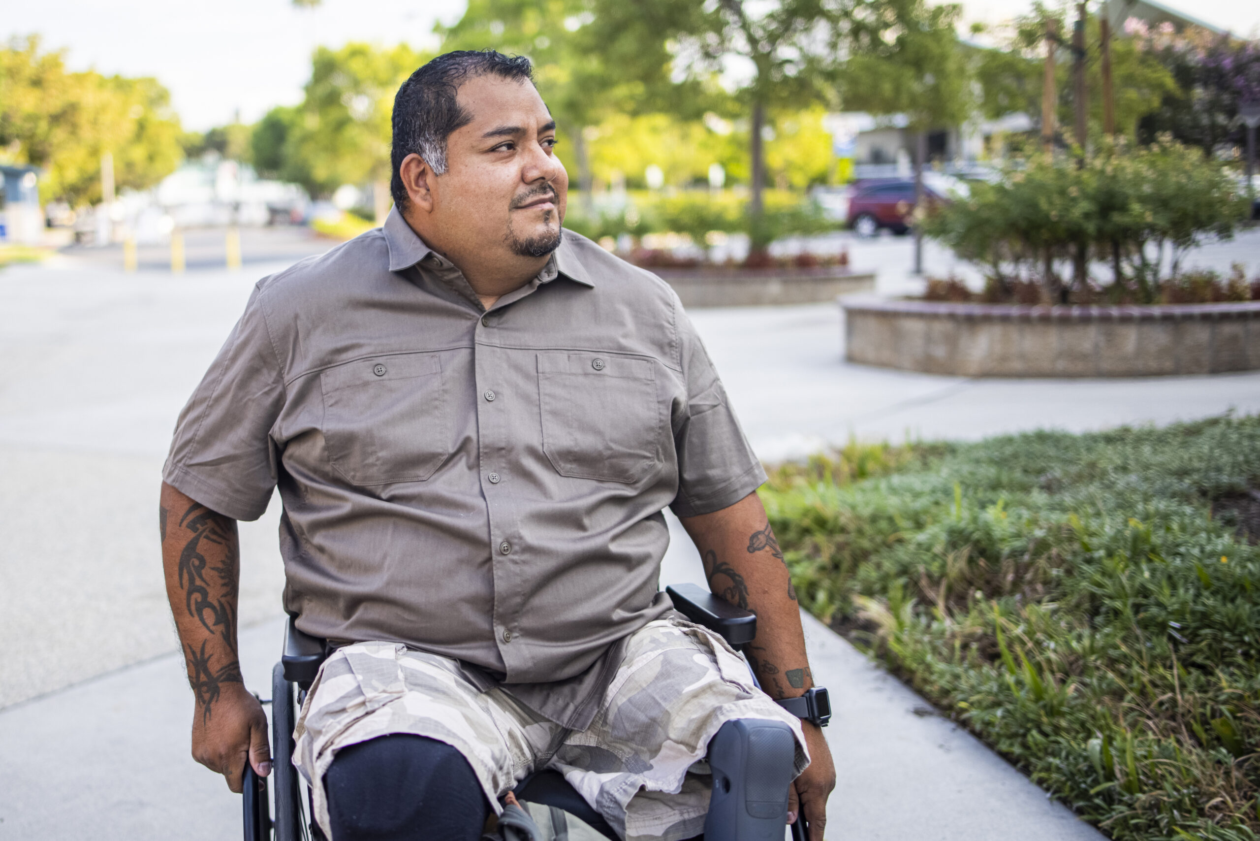 Hispanic American Veteran College Student Wheelchair